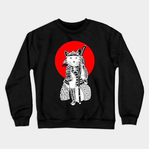 Samurai Neko Crewneck Sweatshirt by Anime Gadgets